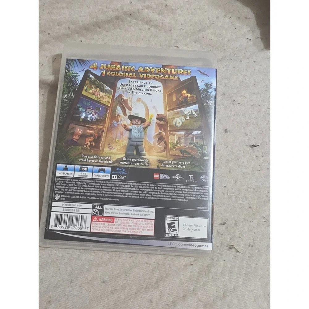 LEGO Jurassic World Sony PlayStation 3 PS3 Video Game Action Adventure WB Games